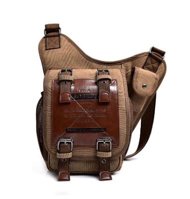 China Waterproof Men's Canvas Leather Saddle Bag Satchel with  Vintage Retro Style for sale