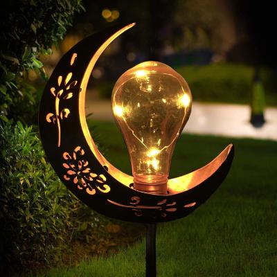 China Solar Moon Garden Lights Solar Garden Lights Metal Moon Stake Outdoor Pahthway Lights Waterproof Solar Garden Decoration for sale