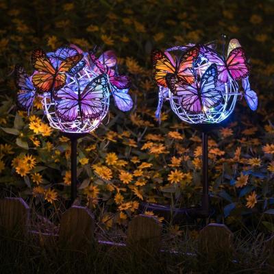 China Outdoor Solar Butterfly Garden Stake Butterfly Ball Garden Lights Waterproof Solar Powered Garden Stake Lights for sale