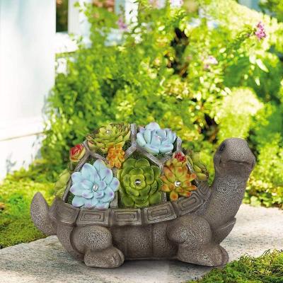 China Outdoor Solar Powered Turtle Statue Figurine Garden Turtle Statue Decor Turtle Sculpture Ornament for sale