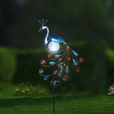 China Metal Solar Peacock Decoration Yard Patio Stake Peacock Lights Steady Peacock Stake Solar Lawn Ornaments for sale