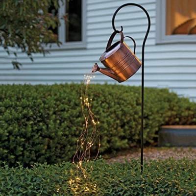 China Solar Powered Garden Stake Lights Outdoor Garden Art Stake Lights Decoration Solar Powered Sprinkler Can String Light for sale