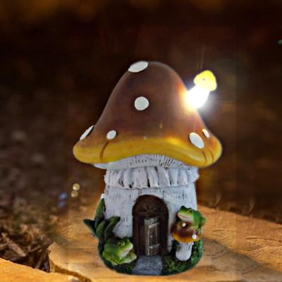 China Hot Sale Resin Solar Fairy Mushroom Solar Fairy House Lights Outdoor Garden Decoration Solar Led House Figurine for sale