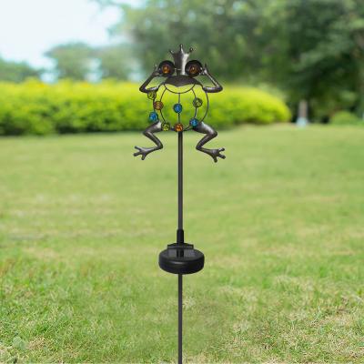 China Outdoor Solar Frog Garden Stake Outdoor Solar Garden Light Waterproof Solar Metal Frog String Light Stake for sale