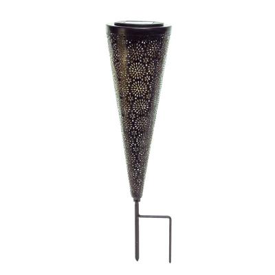 China Solar Garden Decoration Solar Metal Stake Flower Metal Garden Decoration Material Cavity Up Stake Solar Flower Torch Light Stake for sale