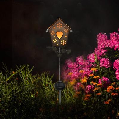 China Waterproof Solar Bird House Metal Bird House Stake Solar Led Lights Garden Soalr Decoration Stake FOR Outdoor for sale