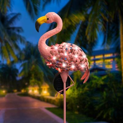 China Waterproof Metal Flamingo Light Stake Metal Flamingo Pathway Stake Solar LED Lights Garden Solar Lights for sale