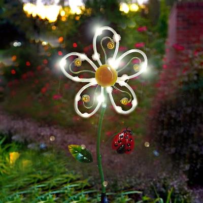 China Solar Flower Lights Plastic Flower Stakes LED Solar String Solar Powered Yard Outdoor Garden Light for sale