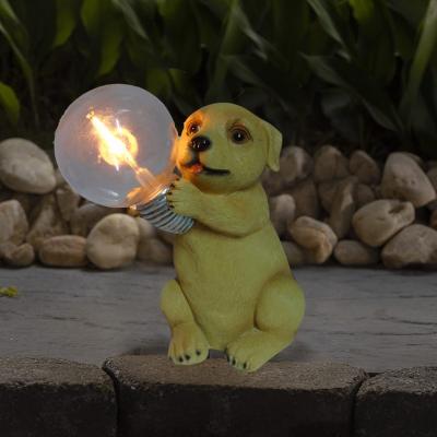 China Solar Garden Resin Dog Garden Statue Resin Bulb Light Outdoor Solar Lamp Solar Statue Light Material for sale