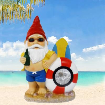 China Decorative Solar Garden Statue Gnome Lights Weather Resistance Decorative Solar Craft Beach Gnome Garden Statue Gnome Lights for sale