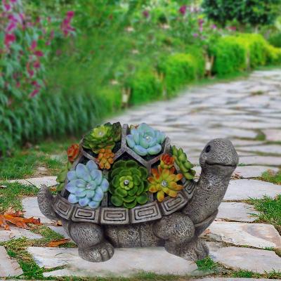 China Garden Solar LED Tortoise Lights Hot Sale Resin Arts Material Succulent Plant Colorful Solar Tortoise Garden Decoration Lights for sale