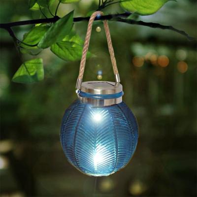 China Solar Lantern Glass Lanterns Outdoor Solar Glass Decorations Led Lamp Outside Hanging Lights for sale