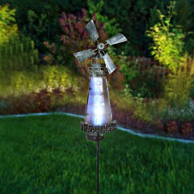 China Solar Windmill Garden Stake Wind Sculptures 36.8inch For Patio Lawn Garden Solar Windmill Stake Solar Lights for sale