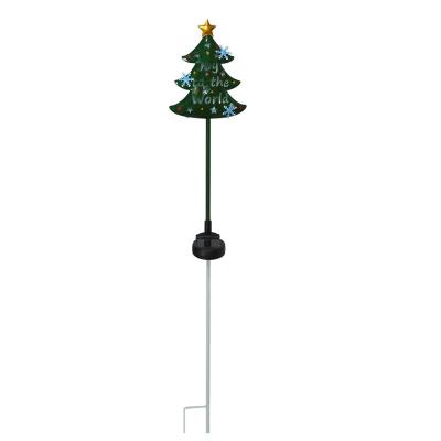 China Solar Powered Led Christmas Tree Garden Stake Patio Decoration Metal Christmas Tree Stake Holiday Garden Light for sale