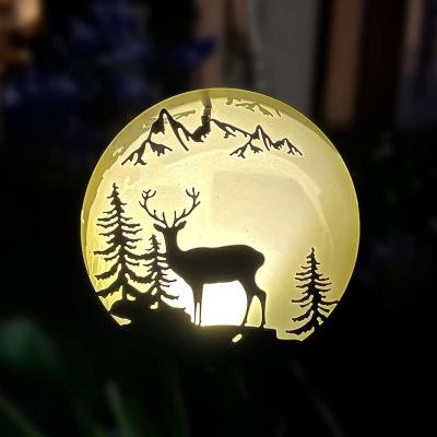 China Holiday Metal Elk Solar Garden Stake Christmas Led Decoration Metal Elk Solar LED Stake Warm White Solar Garden Lawn Light for sale