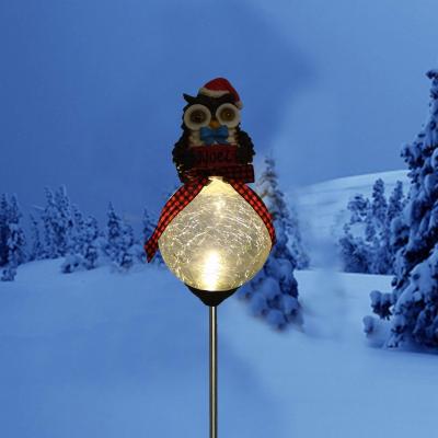 China Owl Lights Figurines Solar LED Resin Christmas Light Statues Owl Solar Light Stake Outdoor Winter Decorations for sale