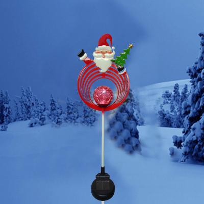 China 3D Metal Santa Solar Stake Outdoor Christmas Lights Waterproof Meta Santa Solar Light 3D Santa Solar Stake for sale