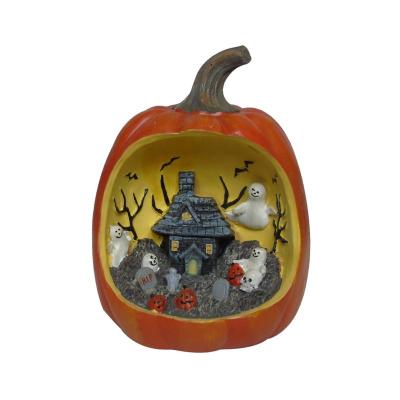 China Holloween Ghost Pumpkin Sculpt Resin Art Pumpkin Sclupture Indoor Outdoor Holiday Decoration for sale