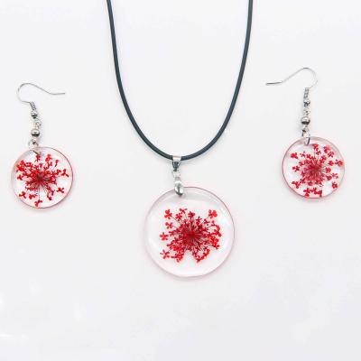 China Wholesale Casual/Sporting Dry Lace Flower Necklace Earrings Set For Real Flower Children Kids Jewelry Set for sale