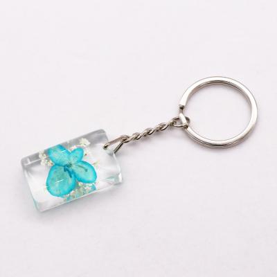 China Wholesale acrylic cube key chain in promotion gift/souvenir good luck, real dry flower Japan style key chain for sale