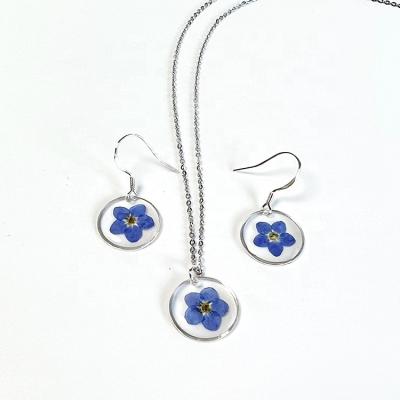 China Ivy Personized TRENDY 925 Sterling Silver Forget Me Flower 3pcs Necklace+Earrings+bracelet Not Dry 925 Sterling Silver Jeweler for sale