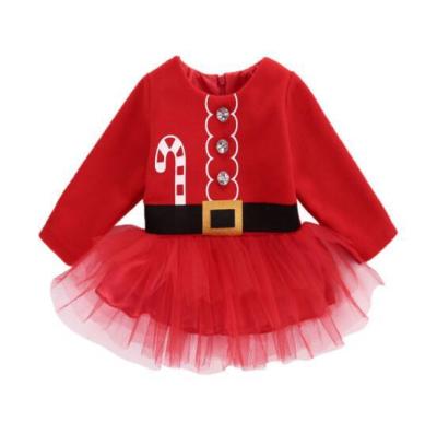 China Breathable Hot Sale Children's Red Tutu Dresses Kids Outwear Babies Christmas Dress Clothes for sale