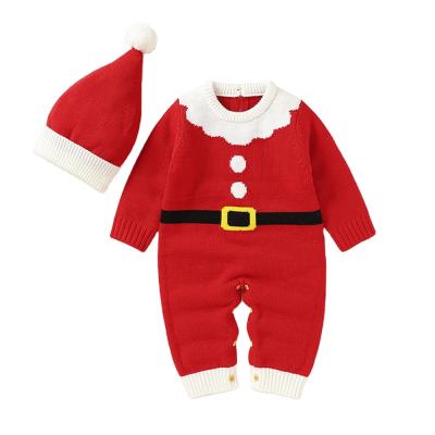 China Lovely Senta Design Toddler Boys Pajamas Infants Girls Knitted Clothes Baby Christmas Newborn Rompers for sale