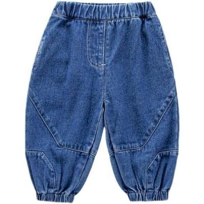 China Color Fade Proof OEM Fashion Toddler Distressed Kids Jeans Blue Ripped Logo Baby Boys Denim Toddler Jeans Custom Made for sale