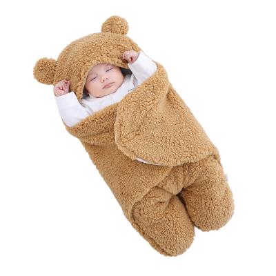 China Autumn Winter Windproof Warm Velvet Baby Blanket Sleeping Bags Cute Newborn Infants Antibacterial Swaddlers for sale