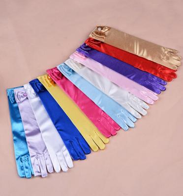 China Breathable In Stock Fast Shipping Long Bridal Glove Satin Wedding Gloves Sunscreen Cover Brands Party for sale