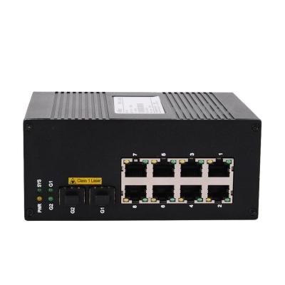 China Industrial PoE 1000Mbps DIN IP Rail Support Cameras 10 Ring Gigabit Ethernet Industrial PoE Switch for sale