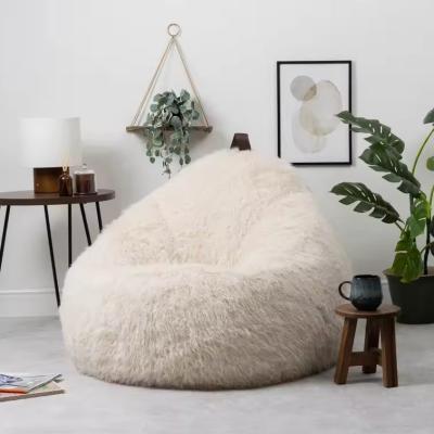 China Removable Cover White Faux Fur Bean Bag Custom Logo Inflatable Giant Coffee Cozy Indoor Outdoor Lazy boy Leisure Bean Bags Chairs Sofa Cover for sale