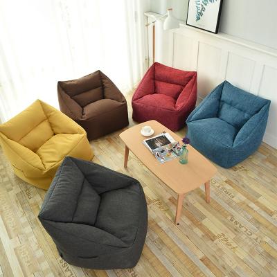 China Removable Cover Factory Supply Fabric Comfortable Faux Linen Chair Huge Bean Bag Cover Only Unfilled For Living Room for sale