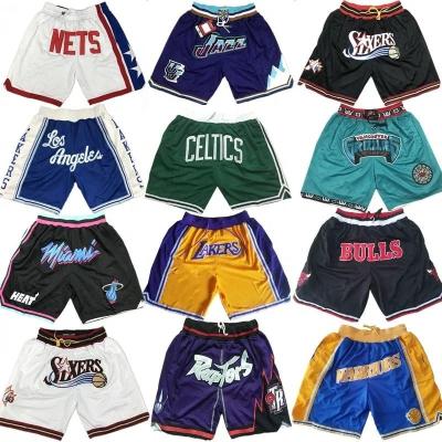 China Anti-Bacterial throwback nbaing shorts printed jersey sports gym basic warmup wholesale blank cropped logo mens basketball shorts for sale