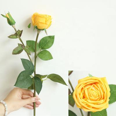 China Beautiful Colorful Artificial Flower FL1018 Cheap Bulk Touch Real Rose Flowers Artificial Flowers Single Rose For Wedding Rose for sale