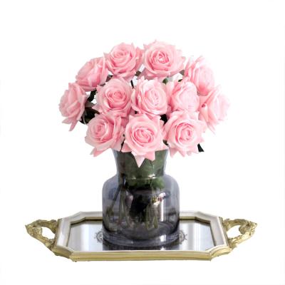 China Beautiful Artificial Flower FL1019 Rose Single Touch Decorative Flower Rose Artificial Flowers For Home Wholesale Colorful Wedding Real Silk Decor 8CM for sale