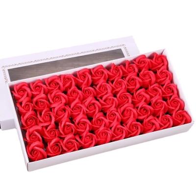 China FL1001 50 Pieces Beautiful Colorful Artificial Flower Soap Roses Gift Box 50 Pcs Soap Flower Gift Box Bath Rose Petal Soap Rose Flowers Box for sale