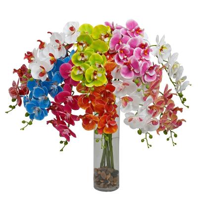 China Wholesale FL3201 Natural Plant Orchid Silk Bulk Well-designed 3D Artificial Printing Real Latex 9 Singal Heads Touch Orchids for sale