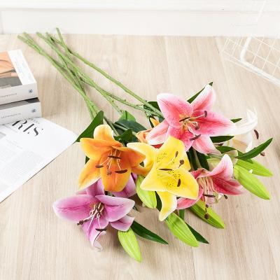 China FL4401 Natural High Quality Handmade Bridal White Pink Artificial Touch Lilies Flower Real Touch Lily For Wedding Home Decor Single Stem for sale