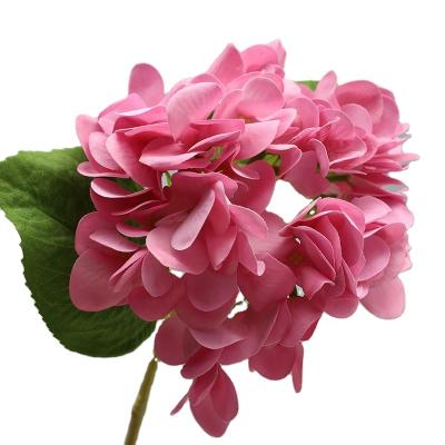 China FL4801 Touch Natural High Quality Artificial Flowers One Stem Hydrangea For Home Wedding Decoration for sale