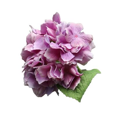 China Premium Touch FL4801 Home Decoration Natural Colorful Wedding Stem Artificial Silk Hydrangea Single Flowers for sale