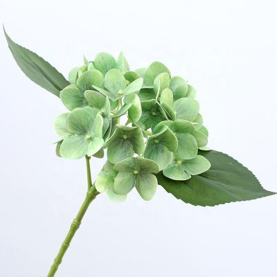 China FL4802 Touch Natural High Quality Artificial Flowers One Stem Hydrangea For Home Wedding Decoration for sale