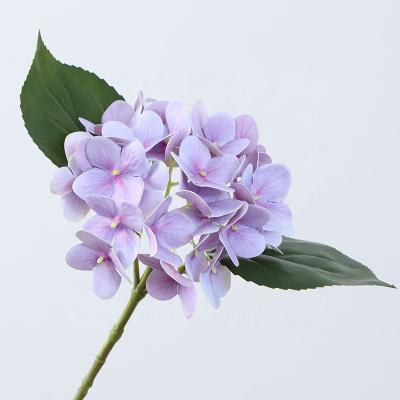 China Premium Touch FL4802 Home Decoration Natural Colorful Wedding Stem Artificial Silk Hydrangea Single Flowers for sale