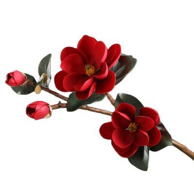 China Hot Selling Natural Plastic Magnolias Artificial Flowers Touch FL5003 Amazon Small Artificial Silk Decorative Magnolias Flower for sale