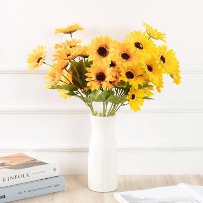 China Various Designs Big Flower Long Stem Sun Touch FL5202 Artificial Decorative Sunflower Big Heads Natural High Quality Silk Fabric Big for sale