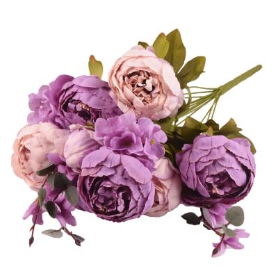 China Wholesale Touch BQ2001 Natural Real Plant Artificial Flower Peony Bouquet For Wedding Decoration Home Decorative Simulation Silk Flowers for sale