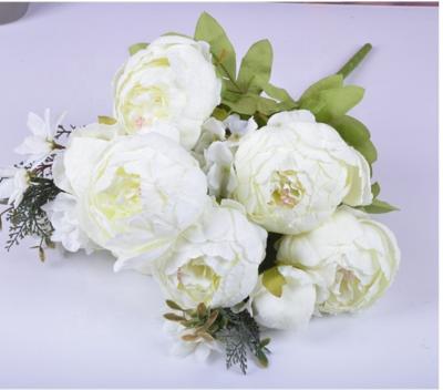 China BQ2002 Wholesale Touch Natural Real Plant Artificial Flower Peony Bouquet For Wedding Decoration Home Decorative Simulation Silk Flowers for sale