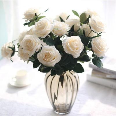 China BQ1002 Natural Touch Real Artificial Silk Rose Bouquet Flowers For Wedding Bridal Bouquet for sale