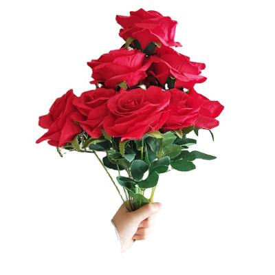 China BQ1003 Natural Real Touch Artificial Silk Rose Bouquet Flowers For Wedding Bridal Bouquet for sale