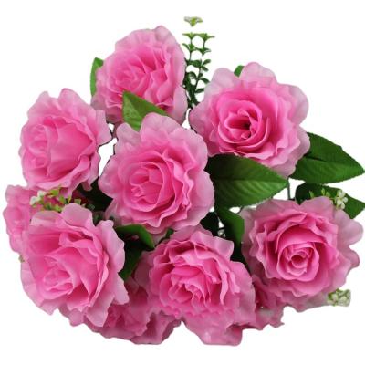 China BQ1006 Natural Real Touch Artificial Silk Rose Bouquet Flowers For Wedding Bridal Bouquet for sale